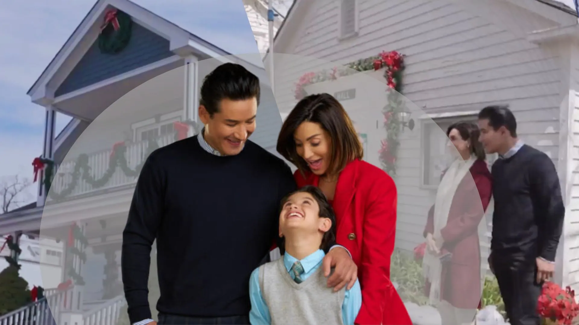 Mario Lopez filming Christmas movie with wife and son in Illinois