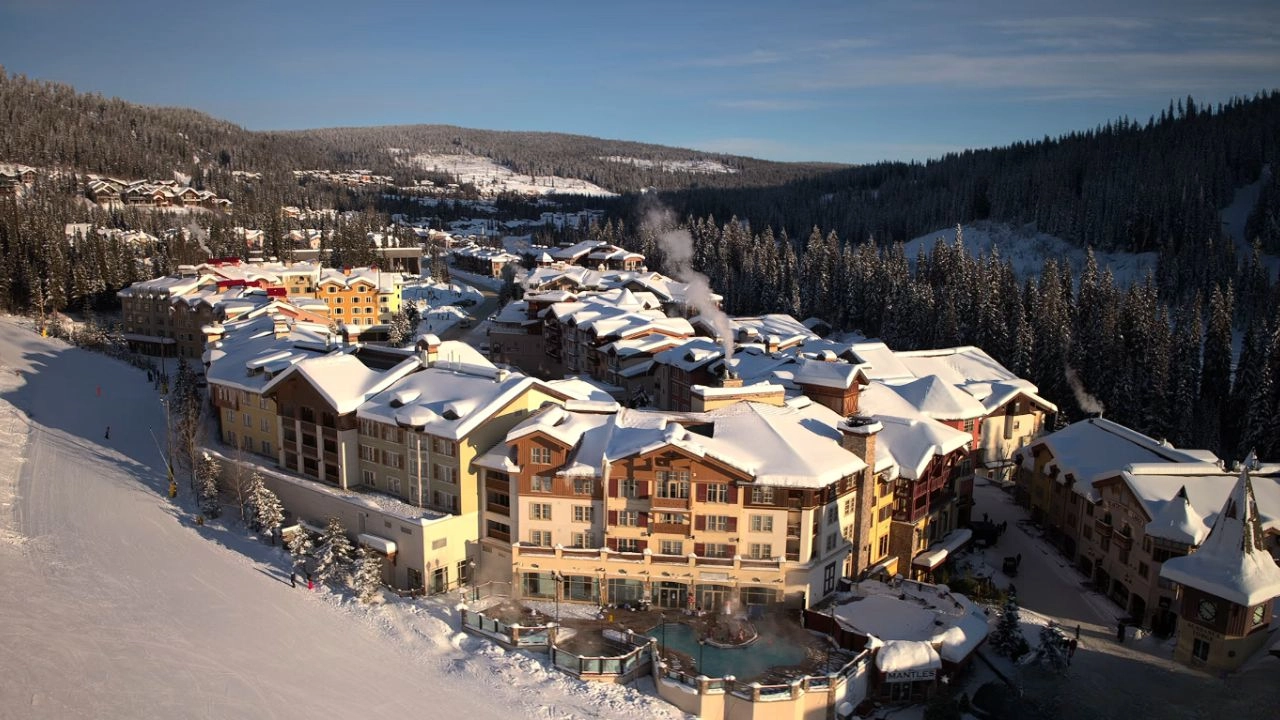 My Secret Santa Filming Locations (2025) 6 Resort Hotel arial view, Sun Peaks Resort Featured in My Secret Santa