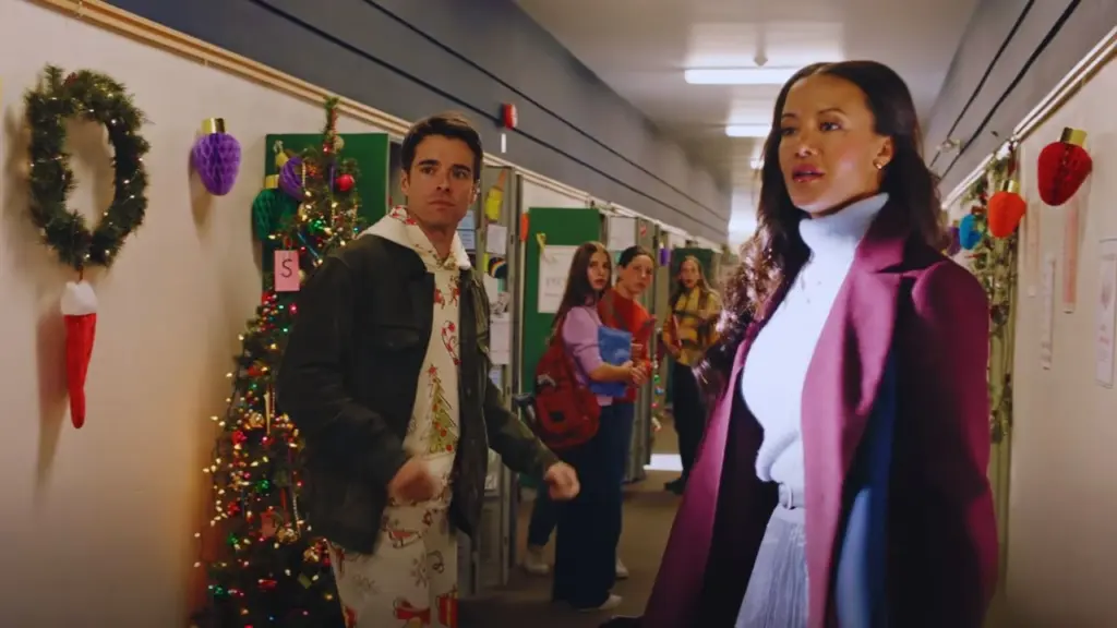Heather Hemmens and Corey Cott in The Snow Must Go On (2025)