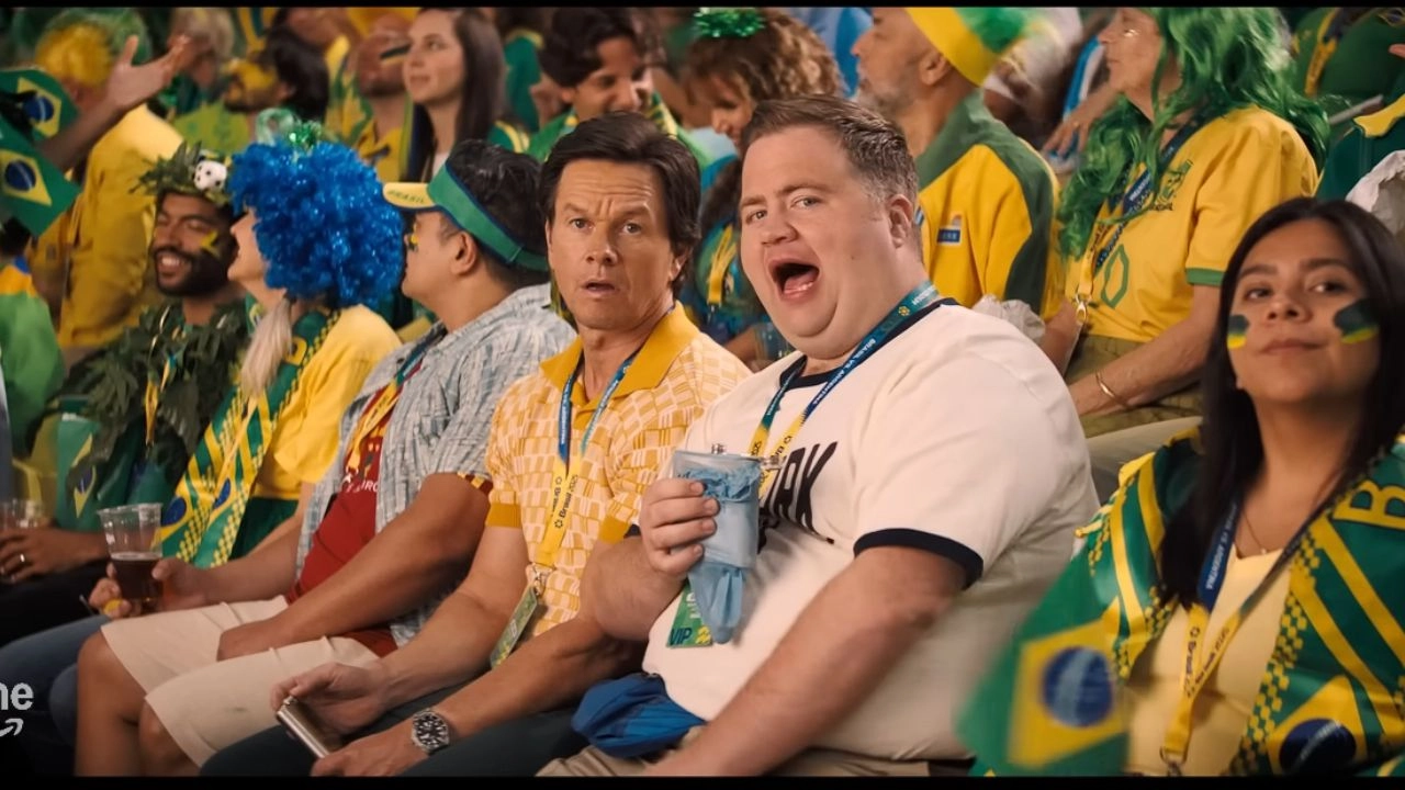 Balls Up Filming Locations (2026) 7 Mark Wahlberg and Paul Walter Hauser in Maracanã Stadium for filming Balls Up