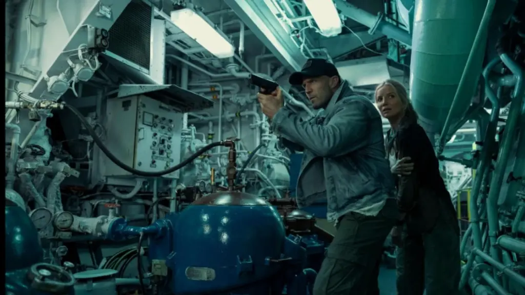 Jason Statham and Annabelle Wallis in Mutiny (2026)