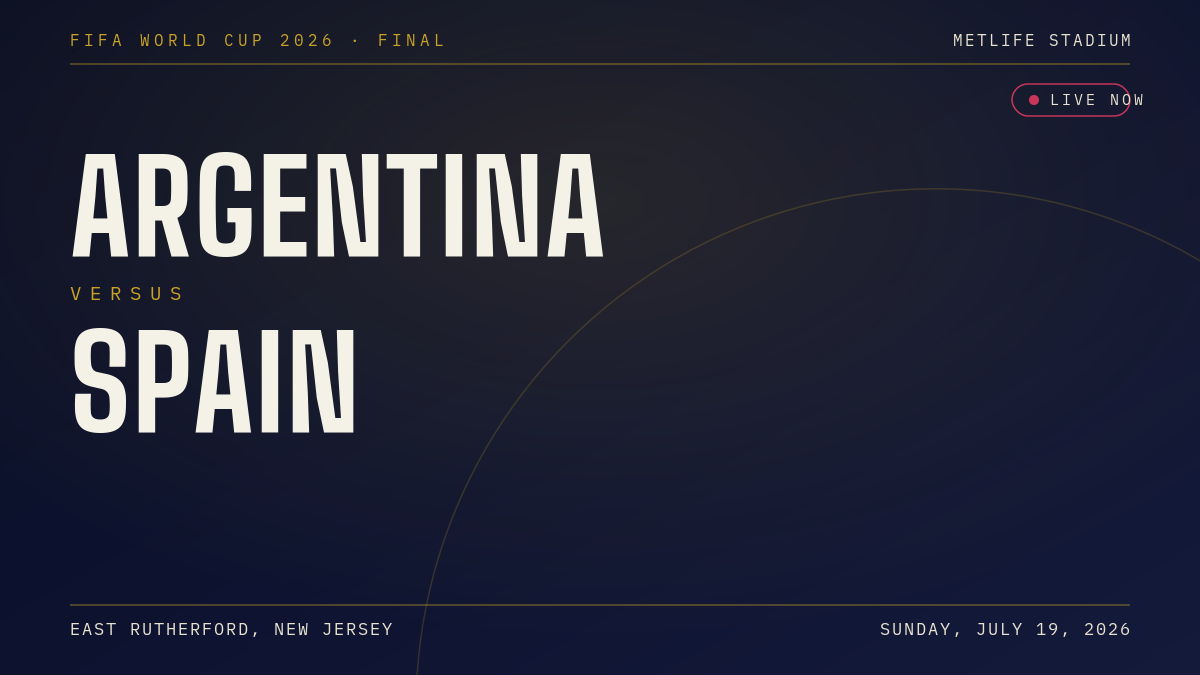 Argentina vs Spain, FIFA World Cup 2026 Final at MetLife Stadium, East Rutherford, New Jersey