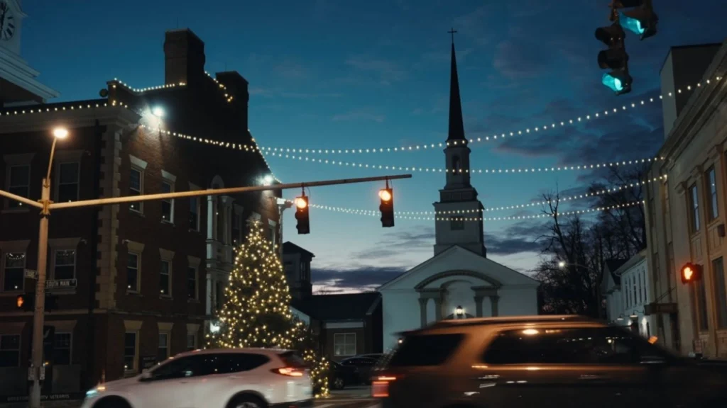 Downtown Paris, Kentucky with Christmas Decoration Featured in Silver Bells at Christmas